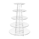 Cupcake Cake Display Stand - 5 Tier, Round Scallop, Clear, Mirror, White, Black