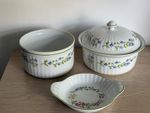 Royal Worcester Fleuri Fine Oven China Set Casserole Dish Souffle & Gratin Dish