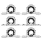 6 Pcs KP002 Pillow Block Bearing 15mm Bore Zinc Alloy Self-Alignment