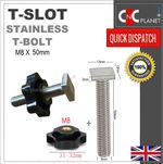 T Slot M8 x 50mm T Bolt Thumb Knob Mitre T Slot Track Thin head Stainless Screw
