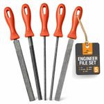 5 Engineers File Set 200mm 8" Metal Flat Half Round Square Triangular Soft Grip