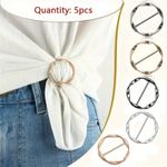 5Pcs Metal Scarf Ring Clips Round T-Shirt Tie Buckle Clothing Holder UK