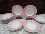 13 x Grainger & Co Worcester Chemical porcelain pink Soup Bowls *Display*
