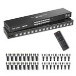 4K@60Hz KVM Switch HDMI 16 Port w/16 Cables & 3.5mm Audio, Rack Mount KVM USB 1U