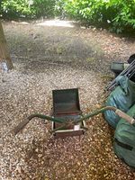 Vintage Green Metal Garden Barrow Push Cart 2-Wheel 30L 30kg 8in Wheels