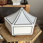 Art Deco White Black Glass Faceted Plafonnier Fly Catcher Ceiling Pendant 29cms