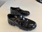 Clark’s Girls Black Patent School Shoe Even Bar Size 3F Pre Worn In Box