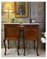Pair Of  19th Century Antique French Mahogany Nightstands With Marble Tops