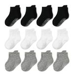 12 Pairs Non Slip Socks Baby Cotton Anti Skid Grip 0-3 M Newborn Unisex Walkers