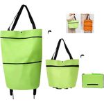 2 in 1 Foldable Shopping Bag with Wheel Waterproof Large Capacity Grocery Bag