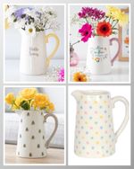 Ceramic 17cm Flower Jugs including Bee Print Perfect Gift for MOTHERS  DAY