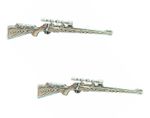 2 x Hunting Rifle Shooting Handcrafted From English Pewter Pin Badges TSB G23
