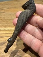 Antique 19thC French Bois Durci Novelty Pipe Ladies Stocking Leg Boot 10cm