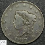 1817 13 Stars Coronet Matron Head Copper Large Cent 1C