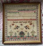 Antique 19th Century Needlework Alphabet & Nature Sampler Sarah Laycock 1857