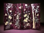 Chinese Lacquer Mother of Pearl Inlay Table Screen-‘The Four Gentlemen’-39x29cm
