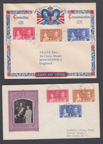 TWO Illustrated KGVI Leeward Islands Coronation Covers One FDC One Later 1937