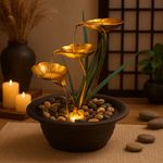 Water Feature Tabletop Indoor LED Fountain Waterfall Home Decor (Lotus)