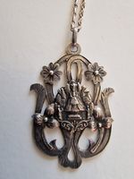 Vintage Spanish Silver Our Lady of Montserrat Medal Pendant with Chain 925