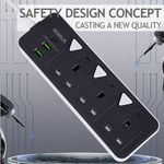 NEW· 3 Way Gang 3m Cable Switched Surge Protect Extension Lead Plug Sockets