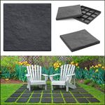 Square Stomp Stone Grey Slate Garden Stepping Stone Recycled Rubber 30cm x 30cm