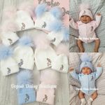 Baby Knitted Hats Boys Girls Peter Rabbit Pom Pom Hats Size 0-6yrs
