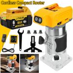 Cordless Router for Dewalt 18V/20V Battery, 30000RPM Brushless Wood Trimmer Tool