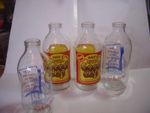 GENUINE VINTAGE FOUR ADVERTISING MILK BOTTLES-NESCAFFE COFFEE & BRITISH & BEST
