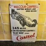 Castrol Motor oil Sir Malcom Campbell World Speed Records Enamel Sign