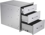 3-Layer Outdoor Kitchen Drawers BBQ Drawer Stainless Steel Cabinet 18x21x23" UK