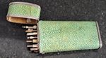 Superb Georgian W & S Jones, Armorial Crested Green Shagreen Furnished Etui