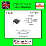 5 x Genuine ST L7805CV L7805 +5V Voltage Regulator TO-220 LM7805 7805 UK Seller