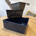 Hovis bread cake tin trays vintage old square blue enamel loaf rectangular 