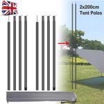 2x 200cm Tent Poles Universal Telescopic Adjustable Steel Awning Canopy Tarp NEW