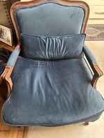 Louis Style Blue Velvet Chair