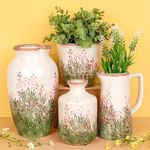 Shudehill Giftware Wild Garden Pretty Floral Pink & Green Design Vase