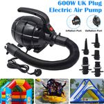 600W Electric Air Pump Camping Inflatables Air Beds Mattress Pools w/ 5 Nozzles
