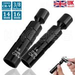 2x Magnetic Spark Plug Socket Set 14mm & 16mm Universal Thin Walled Removal Tool