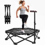SPORTNOW 42" Foldable Mini Trampoline with 3-Level Adjustable Handle, Black
