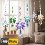 Rainbow Guardian Angel Crystal Suncatcher Wind Chime Hanging Ornament Home Decor