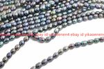 Natural 7-8mm Black Rice Freshwater Pearl Loose Beads 14.5 Inch 