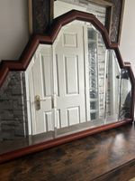 Mahogany Art Deco Style Vintage Beveled Glass Mirror stunning