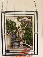 Applika Glass Manufactory Window Panel Glass Handmade Floral Motif Woman