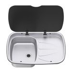 Thetford Argent Sink Stainless Steel Right Hand with Glass Lid Motorhome Caravan