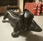 Vtg. Black Heavy Cast Iron Metal Dachshund Weiner Dog Boot Scraper Door Stop 14"