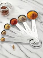 Stainless Steel Measuring Spoons Set 4.9″ Teaspoon Tablespoon Scoop Silver 6pcs.