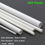 ABS Plastic Round Tube Rod White OD 3mm to 10mm Pipe Building Model for DIY