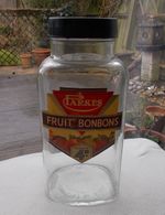 Vintage 1960's / 70s Large Glass Sweet Shop Jar with PARKES FRUIT BONBONS Label