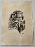 Elizabeth Catlett Drawing on paper (Handmade) signed and stamped mixed media.