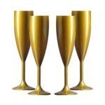 Gold Plastic Champagne Flutes Polycarbonate Reusable Unbreakable Glasses